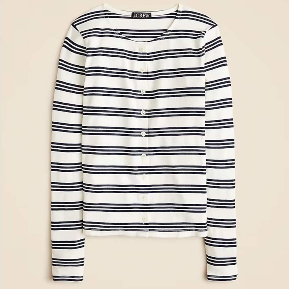 J. Crew fine rib knit cardigan in stripe